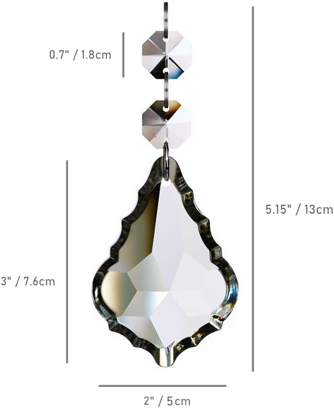 12pcs Crystal Chandelier Maple Leaf Prism Pendant Parts, 76mm Hanging Crystals Beads for Chandelier Wedding Decoration Clear