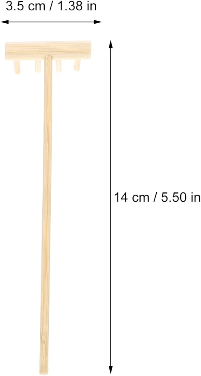 40 pcs Office Table Mini Rakes Rock Drawing Mothers Tool Decoration Serenity Smoothing Push Beige Tools and Zen Garden Gardens Kits Wood for Plants Fathers Hand Four Kits- Kit