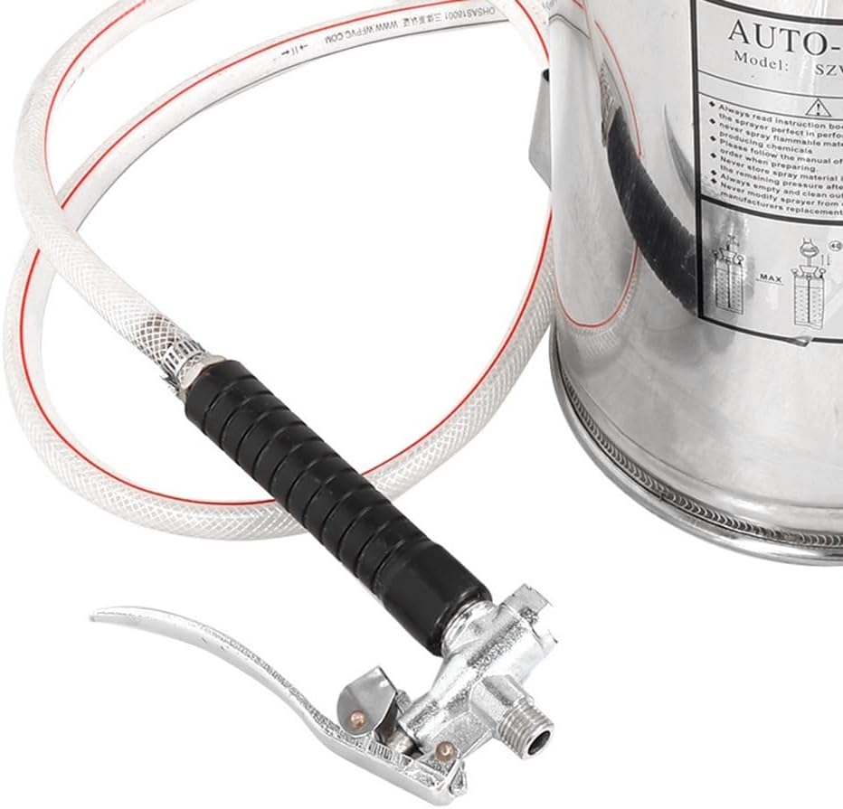 2 Gallon Garden Sprayer, 304 Stainless Steel Chemical Sprayer, Hand Pump Sprayer, with Pressure Gauge, Adjustable Nozzle, 20" Sprayer Wand, 3.3ft Hose & Safety Valve