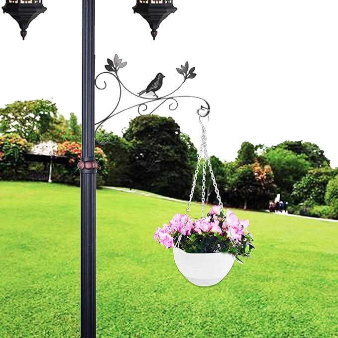 4 Pcs 8 inch Hanging Planter Pots,Self-Watering Round Hanging Basket with Water Tray and Metal Chain,Succulent Flower Plant Pot Container for Indoor Outdoor Garden Balcony Wall Decor,White