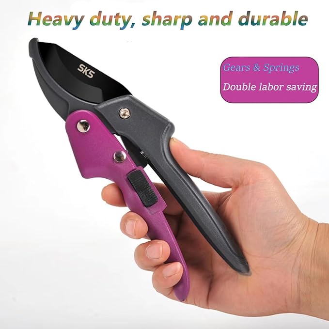Garden clippers, premium Germany pruners, Work 3 times easier, professional pruning shears, cutting rose, flower, hedge, stem, tree, Sharp gardening scissors, Arthritis weak hand snips (Japanese-2, 1)