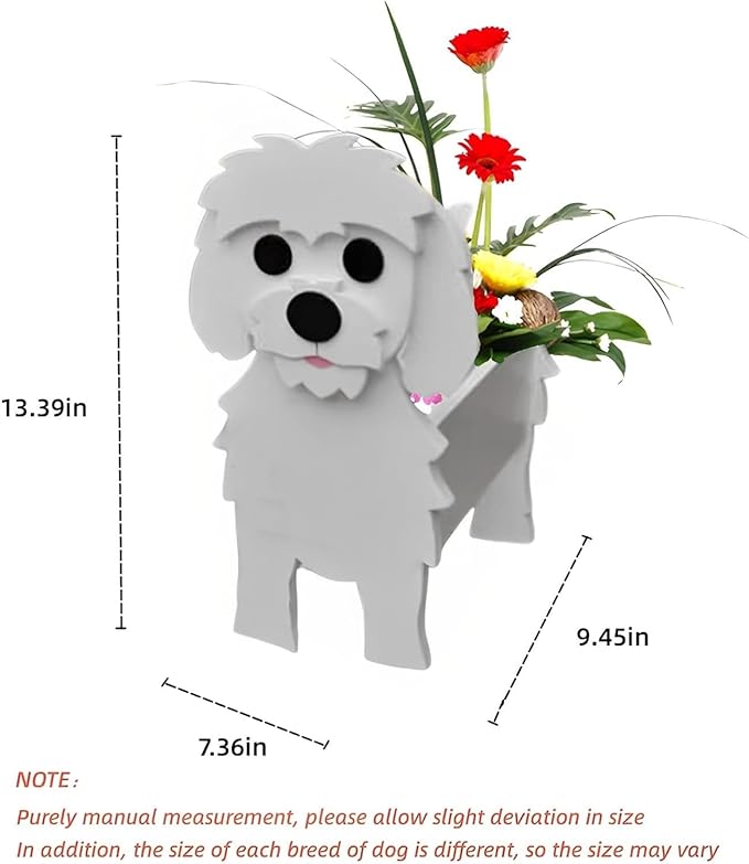Maltese Dog Planter Plant Pots,Cute Garden Dog Flower Planter,Dog Planters Birthday Gifts for Women,Office,Indoor/Outdoor Decor(9.45 * 7.36 * 13.39in)