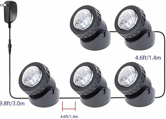 Fountain Lights with Timer, Underwater LED RGB Colored IP68 Waterproof Adjustable Submersible Pond Lights for Fish Pond Garden Lawn Yard Waterfall, 5 Lights in Set