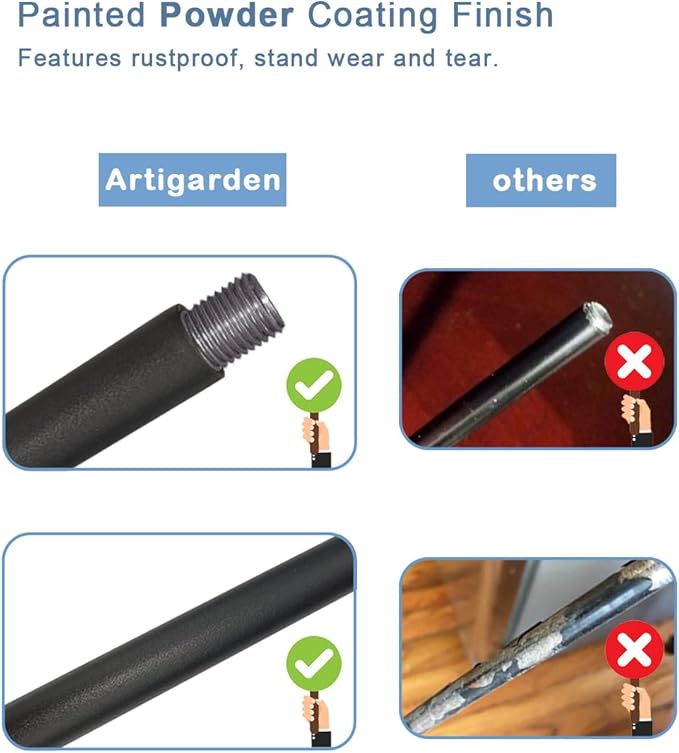 92 inch Outdoor Shepherd Hook with 5 Prong Base (2 Packs), Adjustable Heavy Duty Garden Hanging Stake for Bird Feeder Solar Light Plant Hanger Wedding Decor, Matte Black