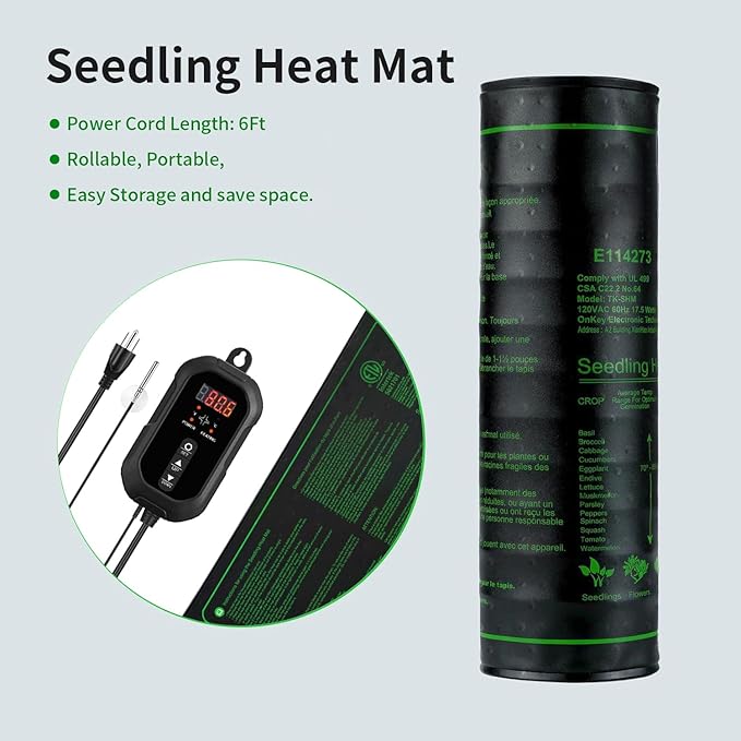 20"x 20" Seedling Heat Mat with Digital Thermostat Combo Set,ETL Certified and Durable Waterproof Warm Hydroponic Heat Mat for Germination,Indoor Gardening,Brewing and Greenhouses