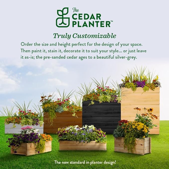 Greenes Fence Cedar Wood Planter Box, 32" x 11" x 10" - Made in USA with North American Cedar