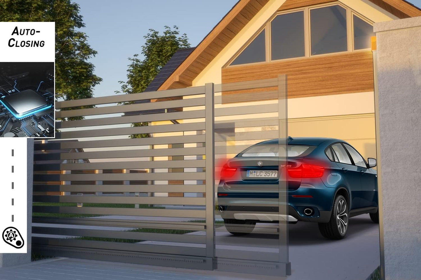 BlĂŒtezeit 3970lb Automatic Sliding Gate Opener Rack Drive Operator for Heavy Driveway Slide Gates Up to 40 Feet, Rolling Gate Motor with 2 Remote Controls, Infrared Sensor & Complete Hardware Kit