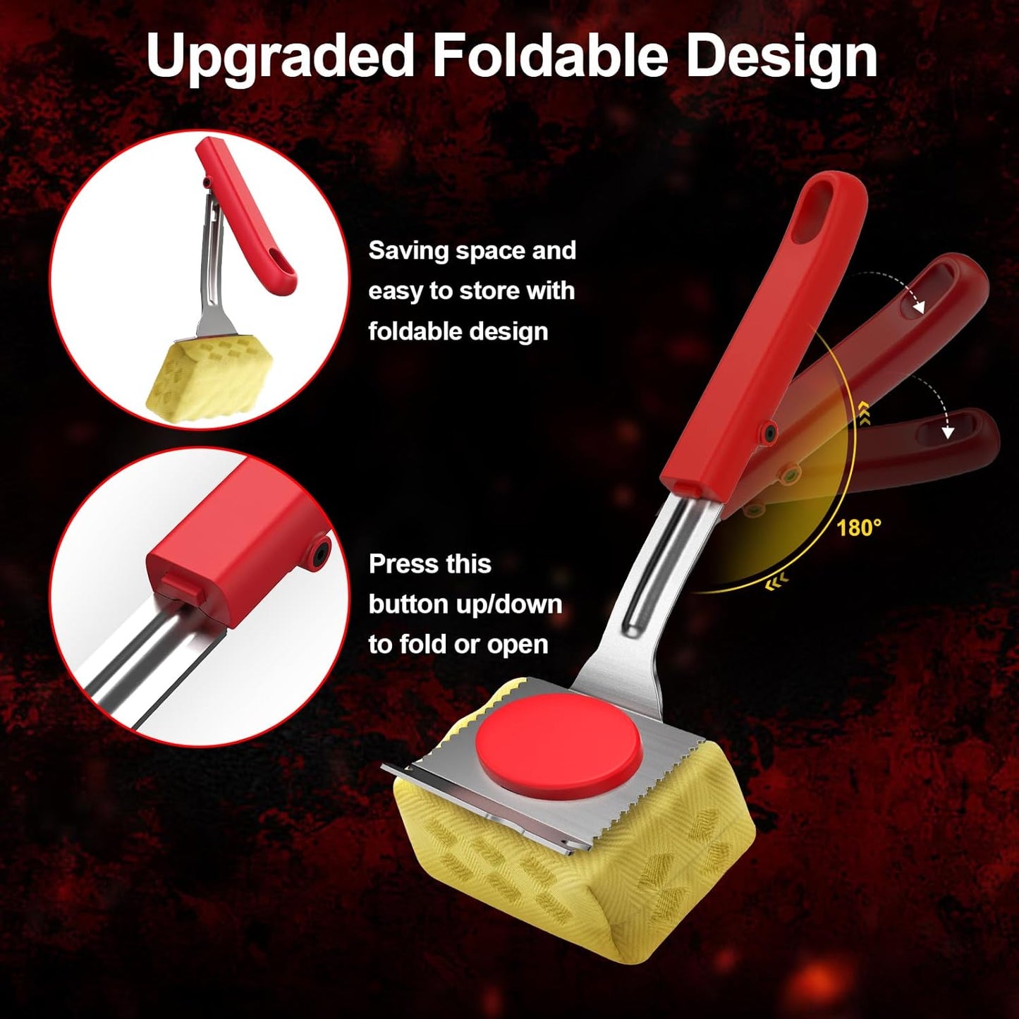 Grill Brush Bristle Free, BBQ Grill Brush for Outdoor Grill, Safe Steam Grill Cleaning Brush with Scraper, Replacement Sponge Heads, Non Metal Bristles for Cast Iron, Stainless-Steel Grates