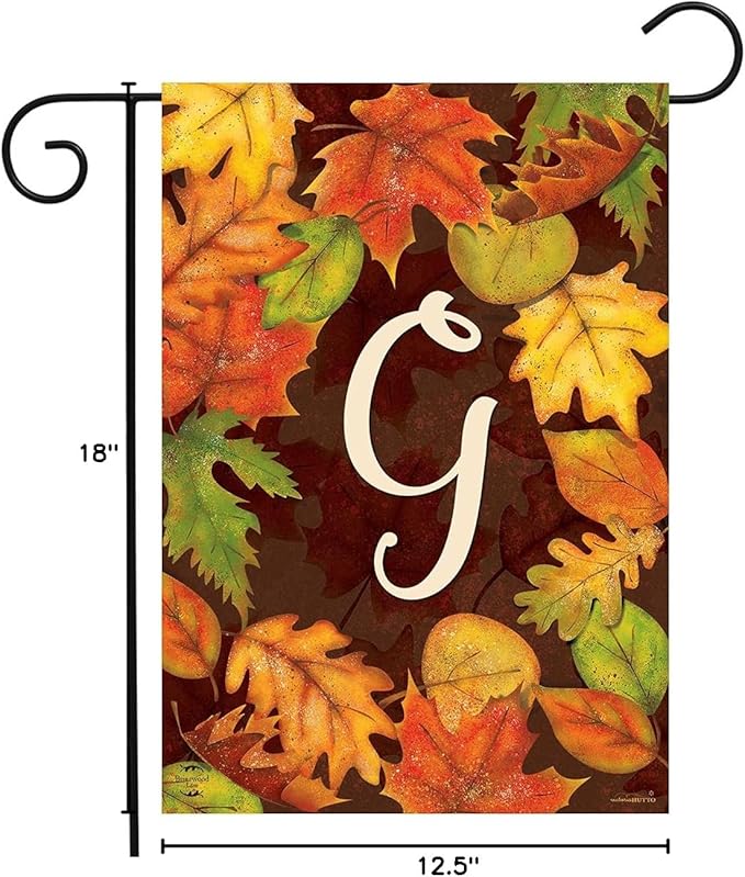 Briarwood Lane Fall Leaves Monogram Letter G Garden Flag