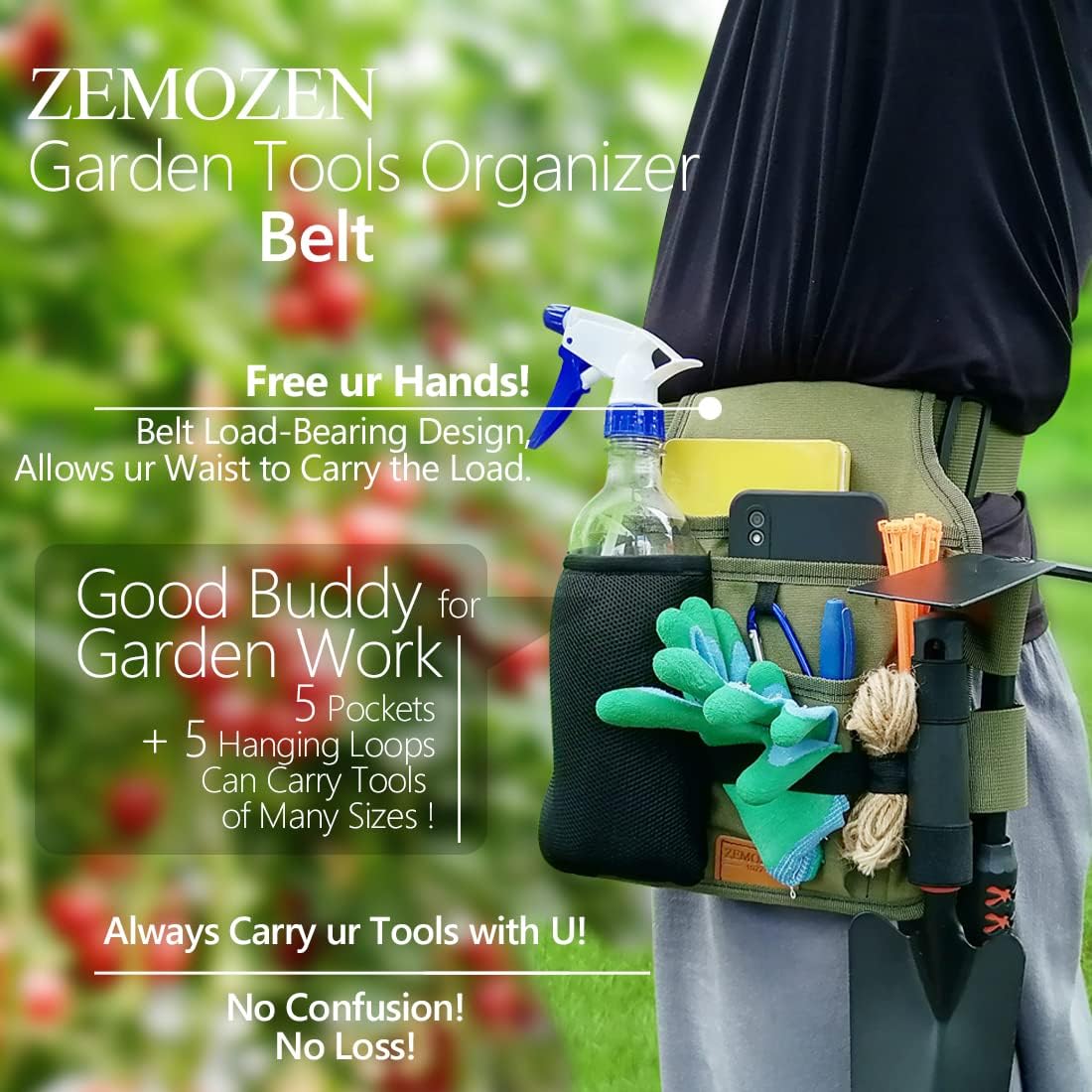 Gardening Apron Tool Belt Set - Apron With Pockets for Women, Garden Tool Belt, Great Gifts for Gardeners