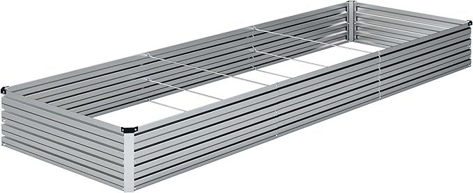 12x4x1FT Galvanized Raised Garden Bed Kit,Vegetable Boxes-Rectangle Metal Flower Box,Large Planter Raised Beds Outdoor Garden for Planting,Fruit,Herb-Sliver