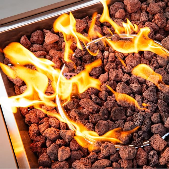 Ashton 36” Propane Fire Pit Smokeless Firepit Outdoor Gas Fire Pit for Outside Patio Firepit Table Includes Rain Cover Converter Kit Lava Rocks Lid CSA Certified