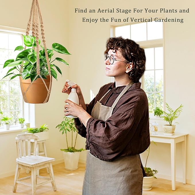 Augshy 27 Inch Macrame Plant Hanger, 2 Packs Plant Hangers with Hooks, Hanging Planter for Indoor Plants Decorative Macrame Pot Hanger for Home Decor