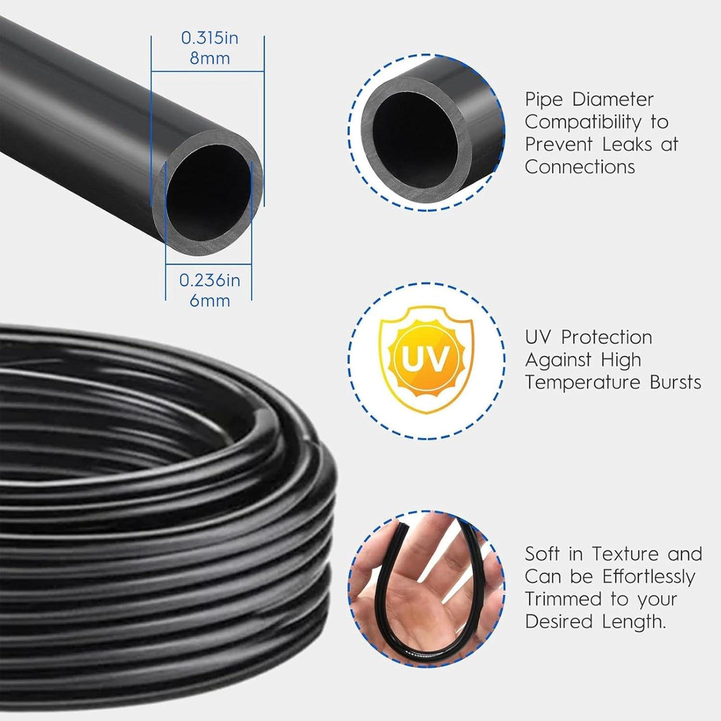 360° Automatic Drip Irrigation Kit - 5/16'' Tubing, Adjustable Universal Spray Nozzle, Copper Atomizing System for Garden/Lawn/Greenhouse - Multi-Directional Rotation, Quick Connectors, 100FT