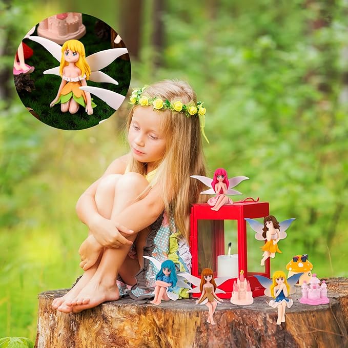 6 Pcs Garden Accessories Miniatures Fairies - Fairy Figurine Miniatures Micro Landscape Ornaments for Home Garden Cute Tiny Collectible Statues