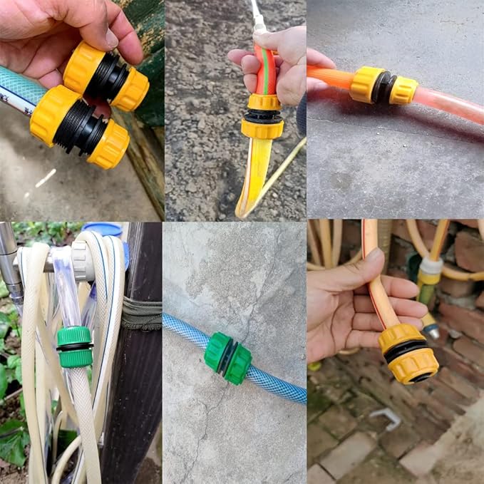 6 Pack Hose Connectors Quick Connect Kit Coupler Repair Irrigation Fitting 1/2" to 1/2" and 1/2" to 3/4" Coupling Joints for Water Pipe Extension Garden Drip Tubing Connector Adapter Extender
