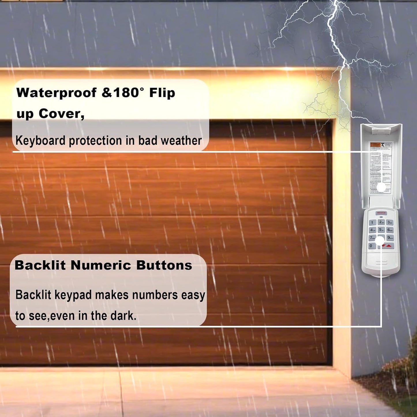 for Genie Garage Door Opener Keypad Compatible with All Genie Intellicode Overhead Door Codedodger and Dip Switch Garage Door Opener Wireless Keypad Keyless Entry Replace for 1995-Current 315/390MHZ