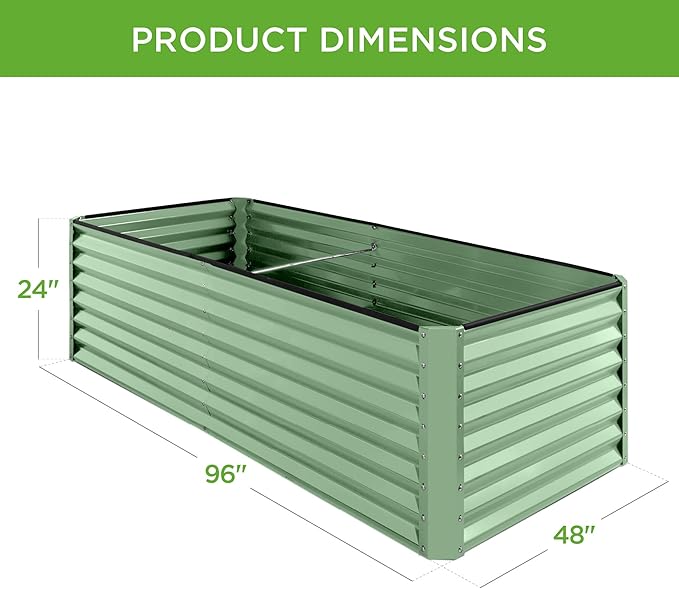Best Choice Products 8x4x2ft Outdoor Metal Raised Garden Bed, Deep Root Planter Box for Vegetables, Flowers, Herbs, and Succulents w/ 478 Gallon Capacity - Sage Green