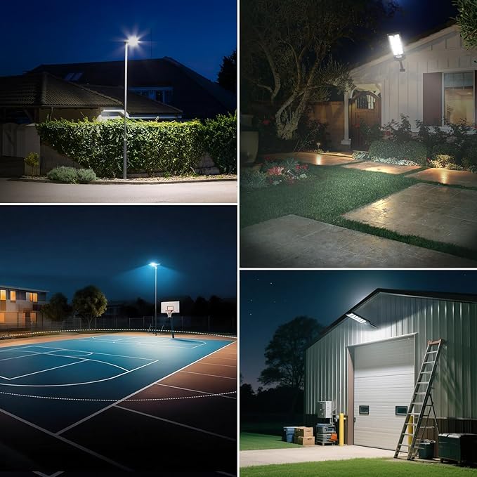 2 Pack Solar Street Lights Outdoor Waterproof 6500K 13000LM LED Solar Flood Lights Dusk to Dawn Parking Lot Light with Motion Sensor and Remote Control for Commercial Area Lighting Yard