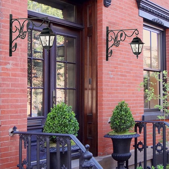 Hanging Plants Bracket, 4 Pack 12 inch Wall Planter Hook with Iron Screws Included, Decorative Plant Hanger for Bird Feeders, Wind Chimes Indoor, Lantern, Flower Pot,Outdoor Indoor Patio Decor