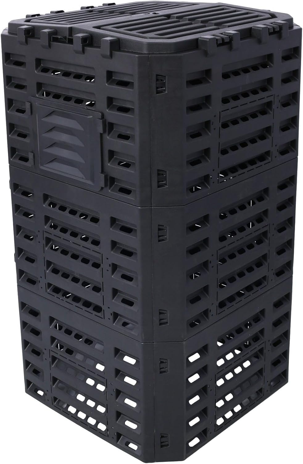 90 Gallon Garden Composter Bin - Premium Recycled Plastic, Large 340 Liter Capacity, Easy Assembly, Lightweight, Aerating Outdoor Compost Box for Fertile Soil