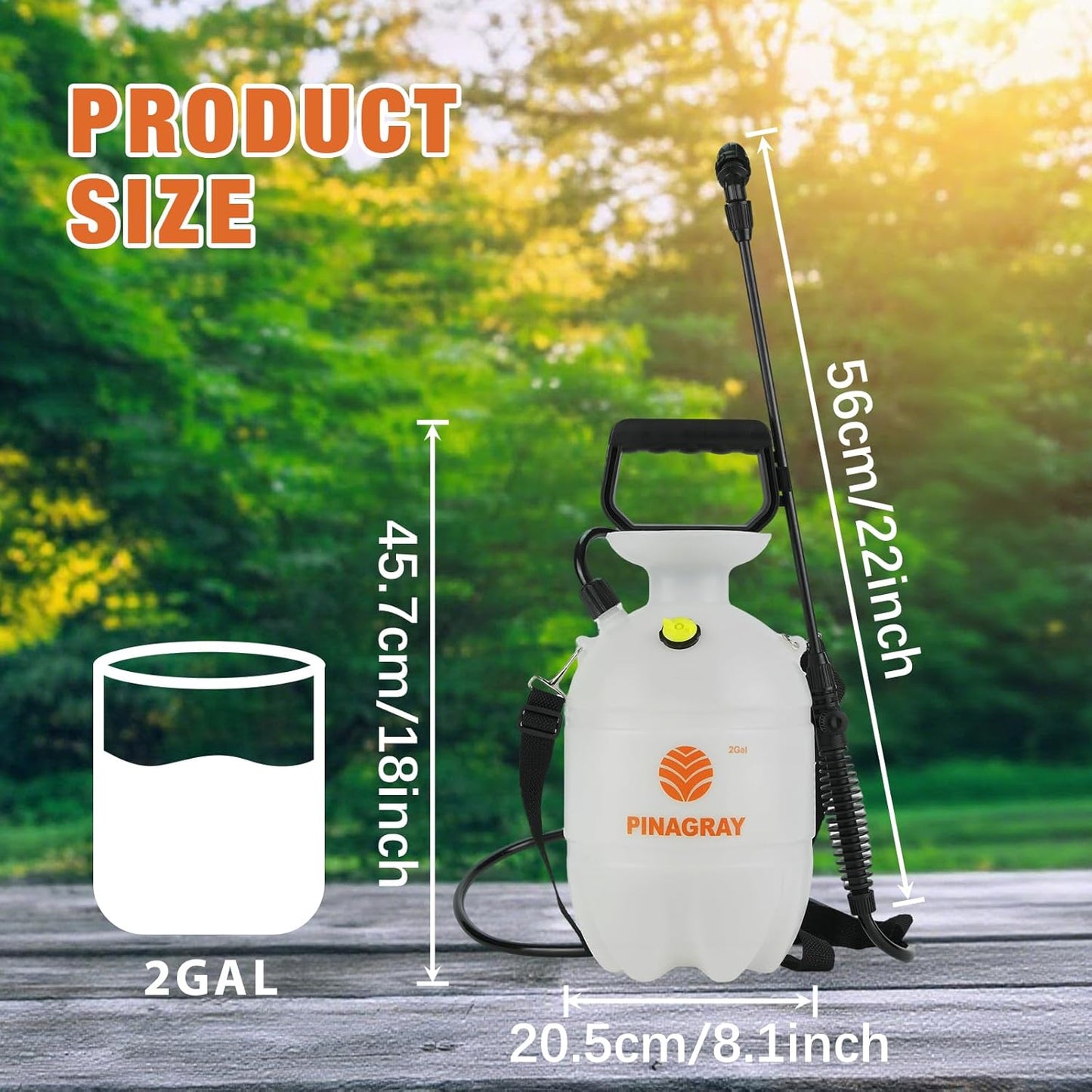 2Gallon/7.56L Pressure Sprayer - Multi-Use Pump Mister for Garden, Lawn & Home with 2 Nozzles, Shoulder Strap & Gloves - Ideal as Weed, Plant & Water Sprayer