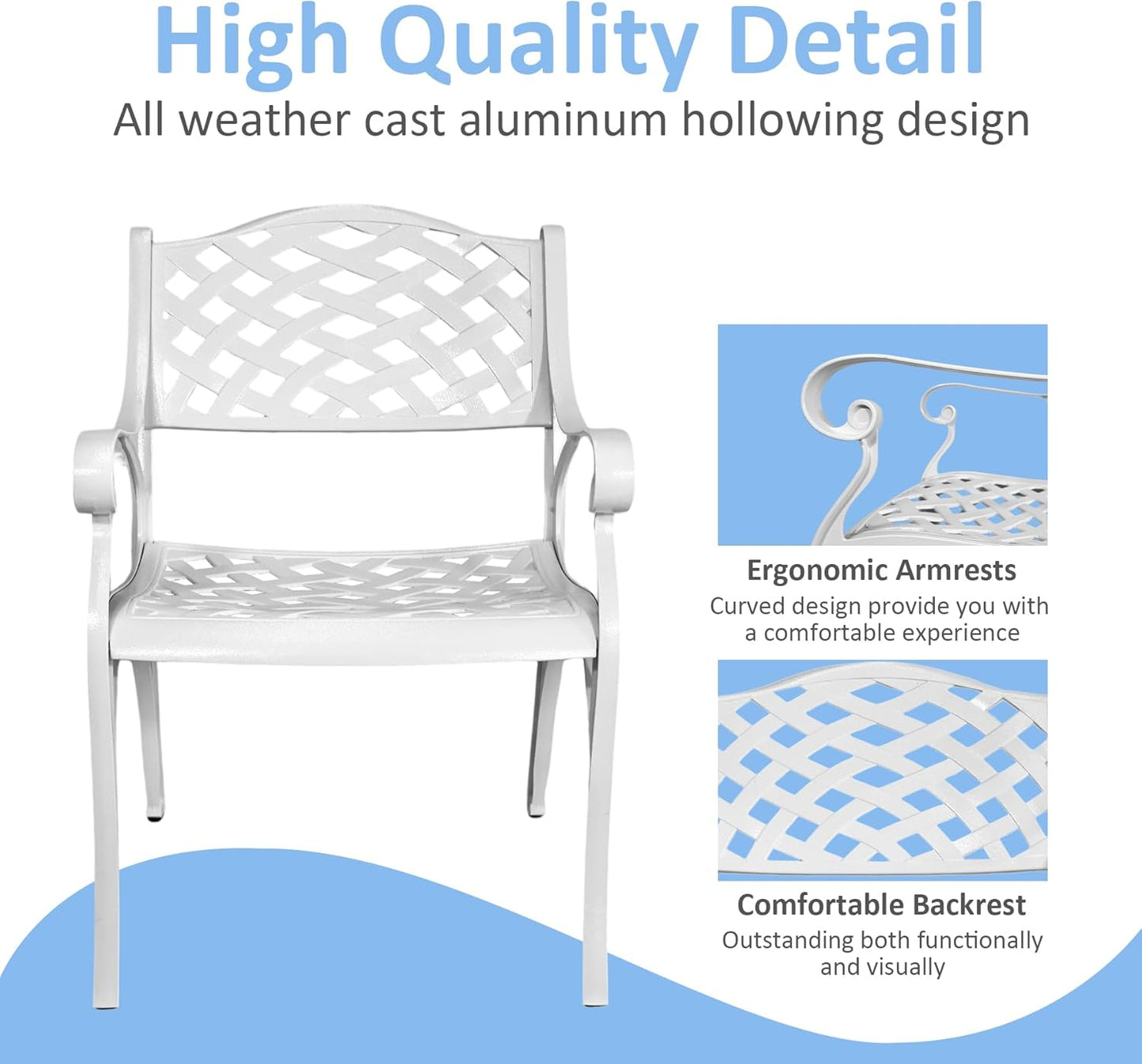 5 Piece Patio Dining Set, All Weather Cast Aluminum Outdoor Dining Table and Chairs Set of 4, Patio Furniture Conversation Set with 4 Chairs and 30.31" Round Table, 2.36" Umbrella Hole