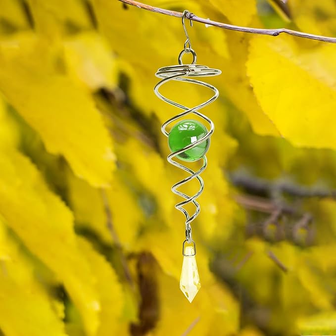 5pcs Wind Spinner Tail Gazing Ball Spiral Stabilizer Tails for Indoor and Outdoor Decoration, (7.1'') 18cm Stainless Steel Hanging with Swivel Hook Garden Decorative