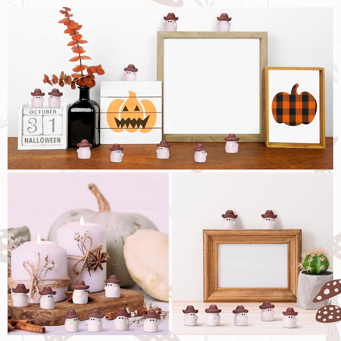 50 Pcs Halloween Mini Cowboy Figurines Resin Tiny Miniature Cowboy Figures for Halloween Party Outdoor Home Garden Decoration