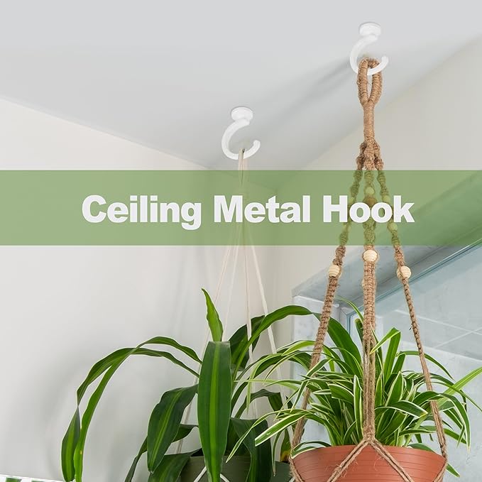 4pcs Ceiling Hooks for Hanging Plants, Lights - Metal Small Heavy Duty Indoor/Outdoor Wall Plant Hanger Swag Hooks