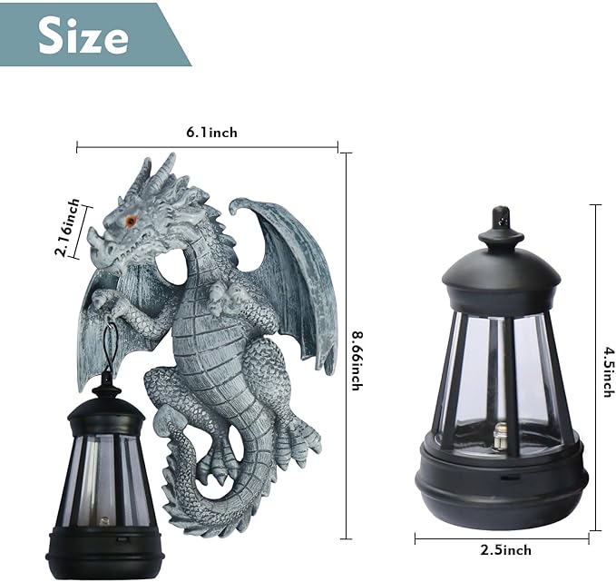 Garden Statues Tree Hugger Dragon with Solar Lantern,Lawn Decor Outdoor Statue for Patio, Balcony, Yard Ornament,Ideal Dragon Housewarming Gifts & Birthday Gifts for Grandma Mom Women