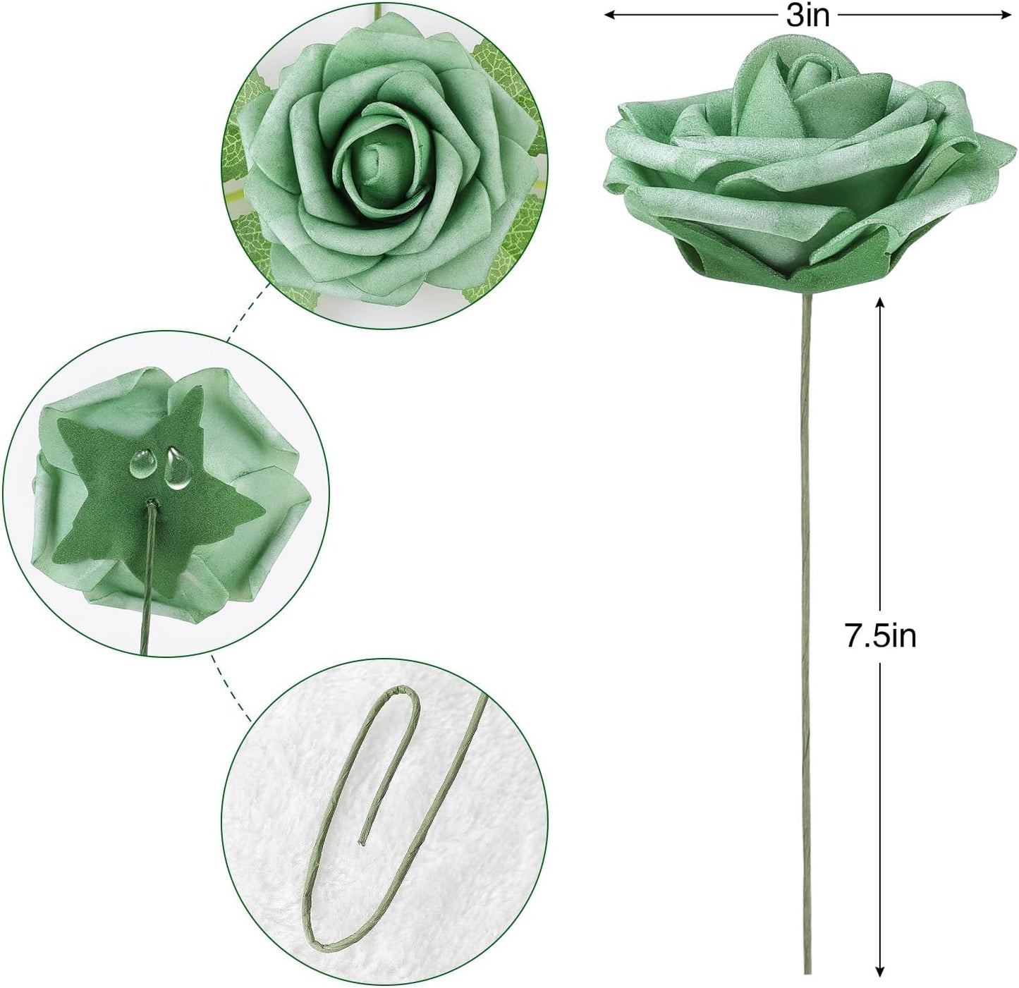 AmyHomie 25pcs Real Looking Artificial Shades of Forest Roses w/Stem for DIY Wedding Bouquets Centerpieces Arrangements Party Baby Shower Home Decorations