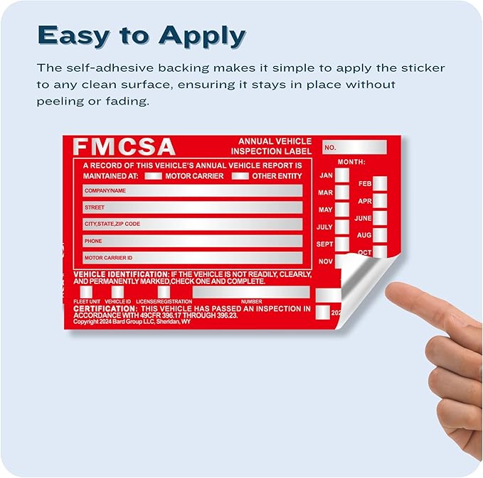 20-Pack DOT Compliant Aluminum Annual Vehicle Inspection Label – Red FMCSA Label with Punch Boxes