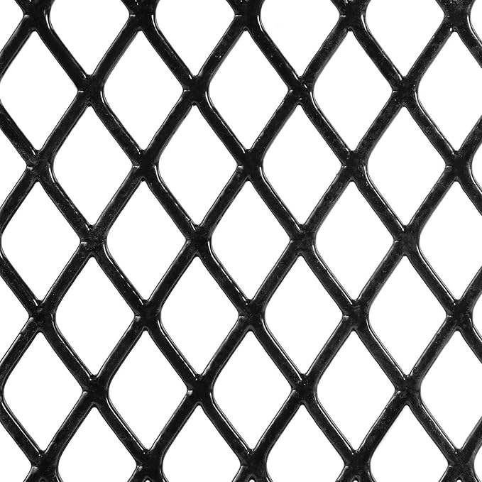 Global Industrial 46" Round Picnic Table, Expanded Metal, Black Thermoplastic Coating, Attached Benches, 1-1/2” Umbrella Pole Hole, Outdoor-Rated, 1000 lb Capacity