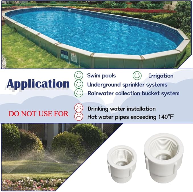 8PCS 1/2 to 1 Inch Female to Female PVC Pipe Pressure Fittings 1/2" to 1" Double Female Thread Coupling Pipe Adapter Connectors for Sprinkler, Drip Irrigation System