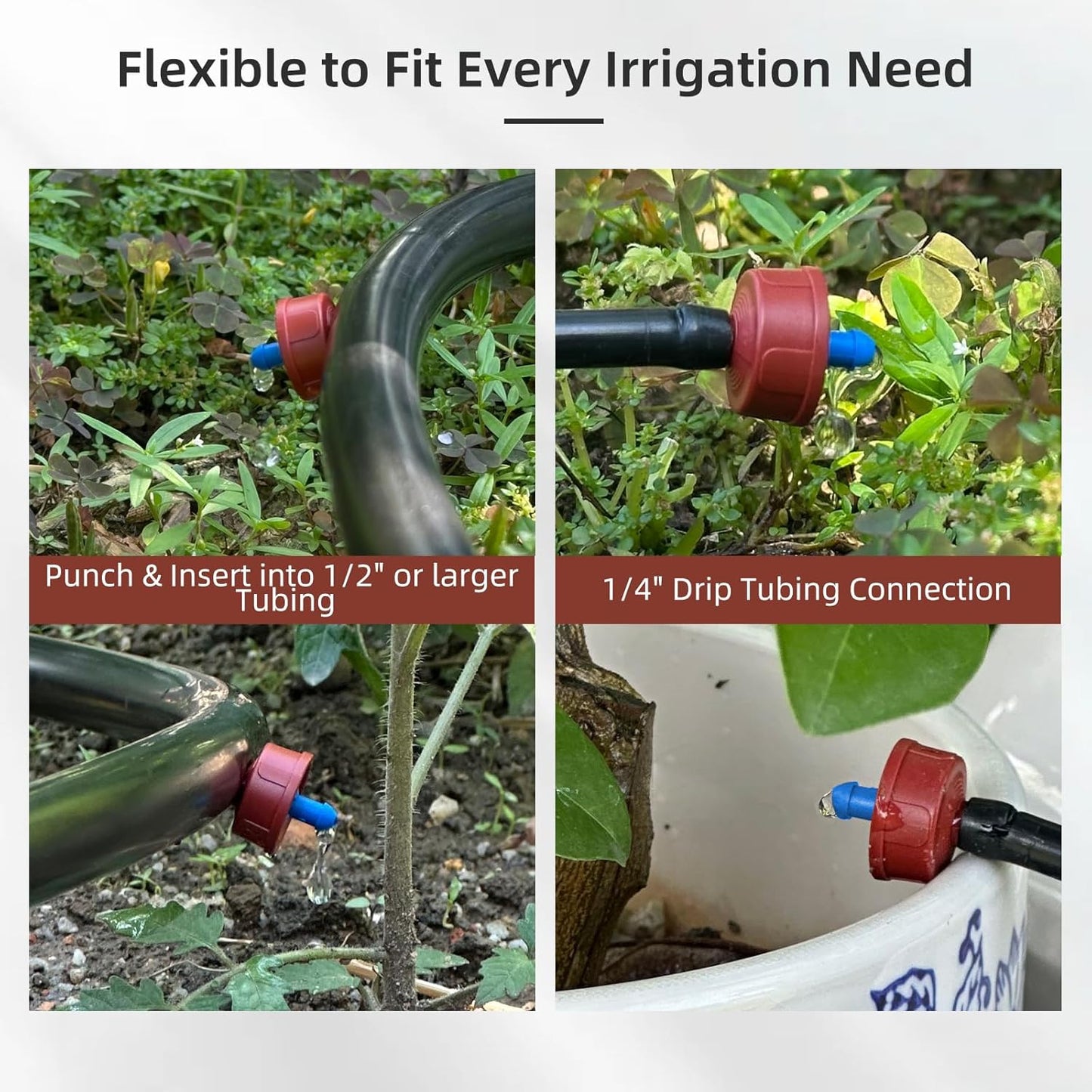 30PCS 0.5 GPH Pressure Compensating Drip Irrigation Spot Watering Drippers/Emitters, Self-Cleaning Constant Flow Drip Irrigation Emitters Heads Irrigation Drippers Parts for Drip Irrigation System