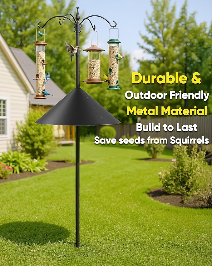 19 Inch Metal Squirrel Baffle for Bird Feeder Pole, Squirrel Proof for Hanging Bird Feeder, Outdoor Cover for Rain, Rust Proof Chew Proof Heavy, 1 Pack