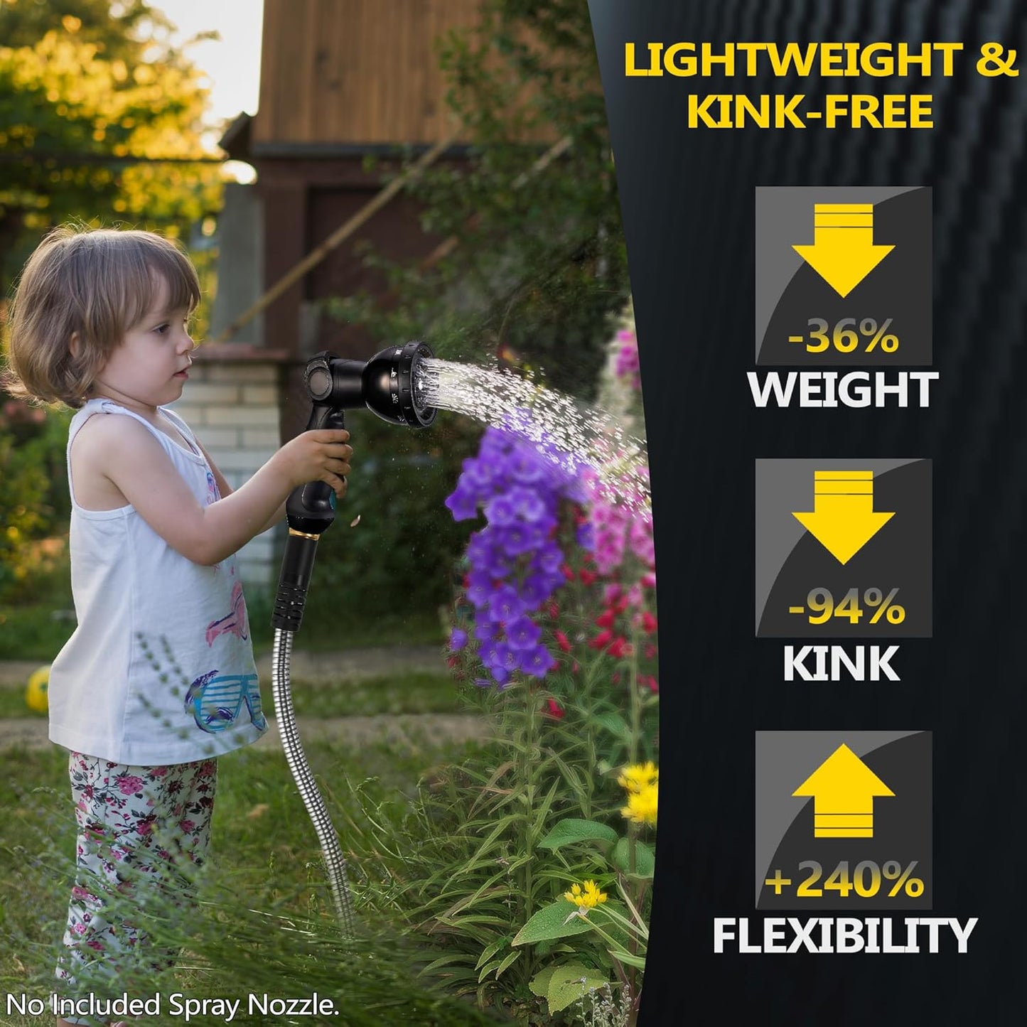 150 ft Stainless Steel Garden Hose - 2025 Upgraded Metal Water hose - Flexible Water Hose Pipe with Latex Core, 3/4" Solid Brass Connectors - No-Expandable Garden Hoses