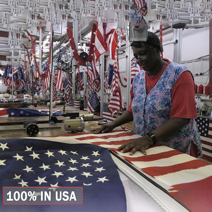 AZCOVER American Flag 8x12 FT Us Flag for Outside USA Heavy Duty Nylon American Flags for Outdoor with Embroidered Stars Sewn Stipes and Brass Grommets All Weather Lasting United States Flag