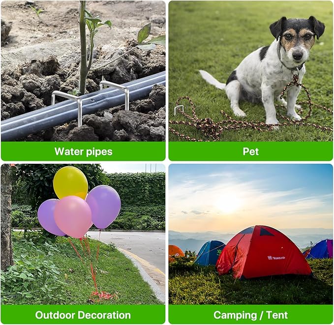 5 Inch 50pack Landscape Staples Galvanized Garden Stakes,12 Gauge Heavy Duty Garden Pins for Fences, Lawns, Weed Barriers and Landscape Fabrics, Irrigation Hose,Yard Lawn, Landscape Fabric.