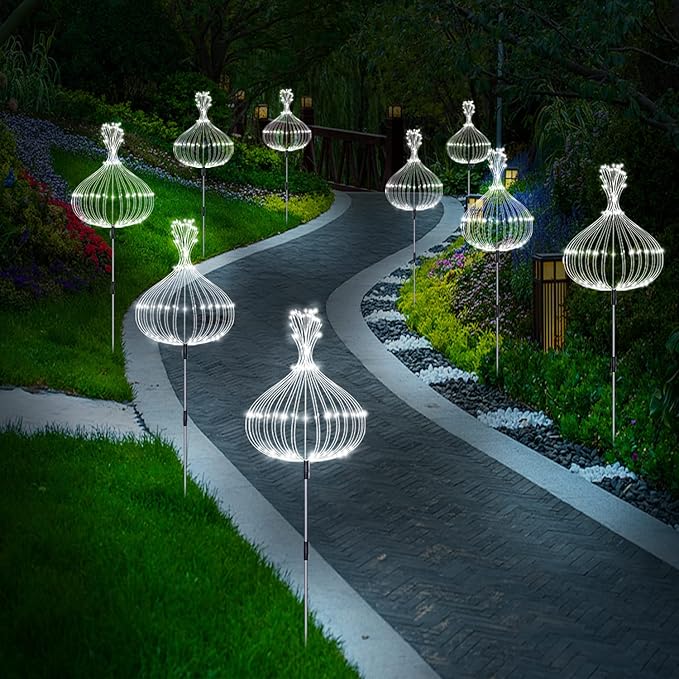 8 Pack Outdoor Solar Garden Lights, Firework Lights Solar Powered 8 Modes, Solar Landscape Lamp Outside Decor with Remote Control,120 LED Waterproof DIY String Lights for Yard Pathway Decoration