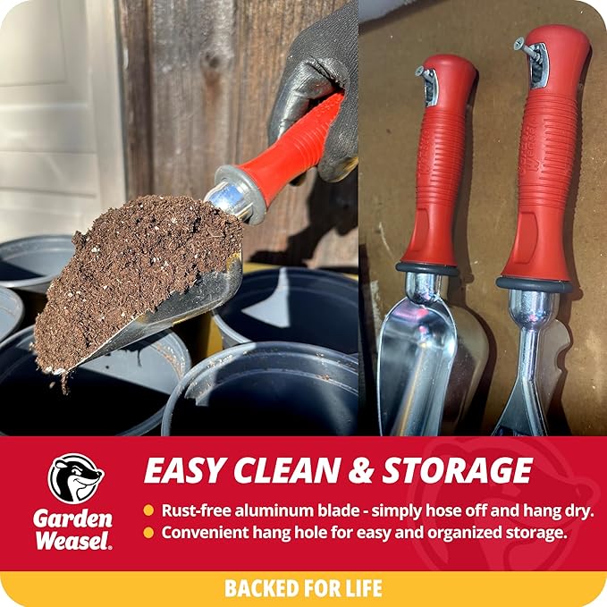 Garden Weasel Potting Scoop - Oversized | Dig and Transport | Planting and Gardening Hand Digging Tools, Heavy Duty Soil Scoop, Mini Gardening Shovel | 91362
