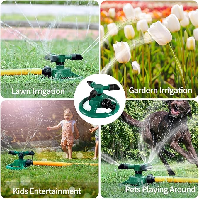2 Pack Sprinklers for Yard, 360Rotating Lawn Sprinkler, Sprinklers for Yard Large Area, Lawn Sprinklers, Powerful and Even Watering for Lawns and Gardens