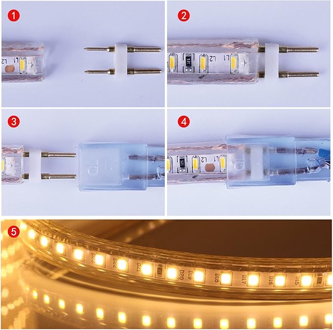 5050-60 Type AC 110-120V LED Strip Lights, Flexible/Waterproof/Dimmable/Multi-Modes LED Rope Light + 23 Keys Remote for Home/Garden/Building Decoration (131.2ft/40m, Natural White 4000K)