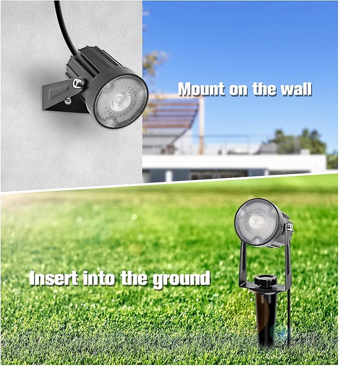 APONUO Christmas Solar Spot Lights Outdoor Color Changing,2 Colors Modes Metal Solar Landscape Lighting RGB Spotlights Waterproof 6-in-1 Wall Lamp for Patio, Pathway, Yard, Garden, Holiday Decoration