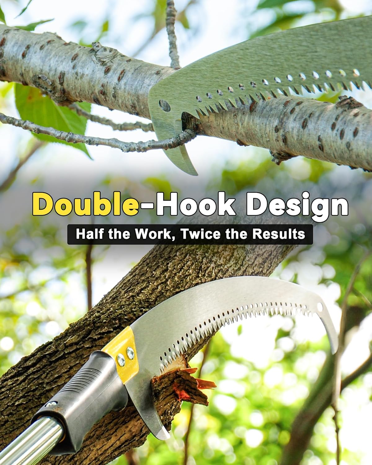 14.5FT Pole Saw with Adjustable Length for Tree Trimming, Lightweight Manual Pruning Saw with Mn Steel Blade, Long Extension Branch Cutter Pole Pruner for Yard, Garden, Patio & Forestry Use