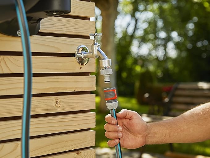 GARDENA (18630) Retractable Garden Hose Reel 115' x 1/2" Wall Mounted, Automatic Retraction & Length Lock for Easy Watering. Heavy Duty Swivel Bracket 180°, Includes Nozzle. Made in Europe