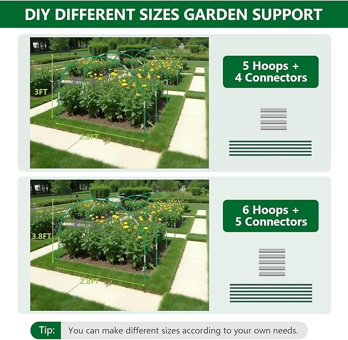 Garden Netting Kit for Raised Beds, 10x30FT Ultra Fine Mesh Netting& 6 Sets of 8FT Fiberglass Garden Hoops, Bird Barrier Protection Net Vegetable Plant Cover Fruit Flowers Row Cover