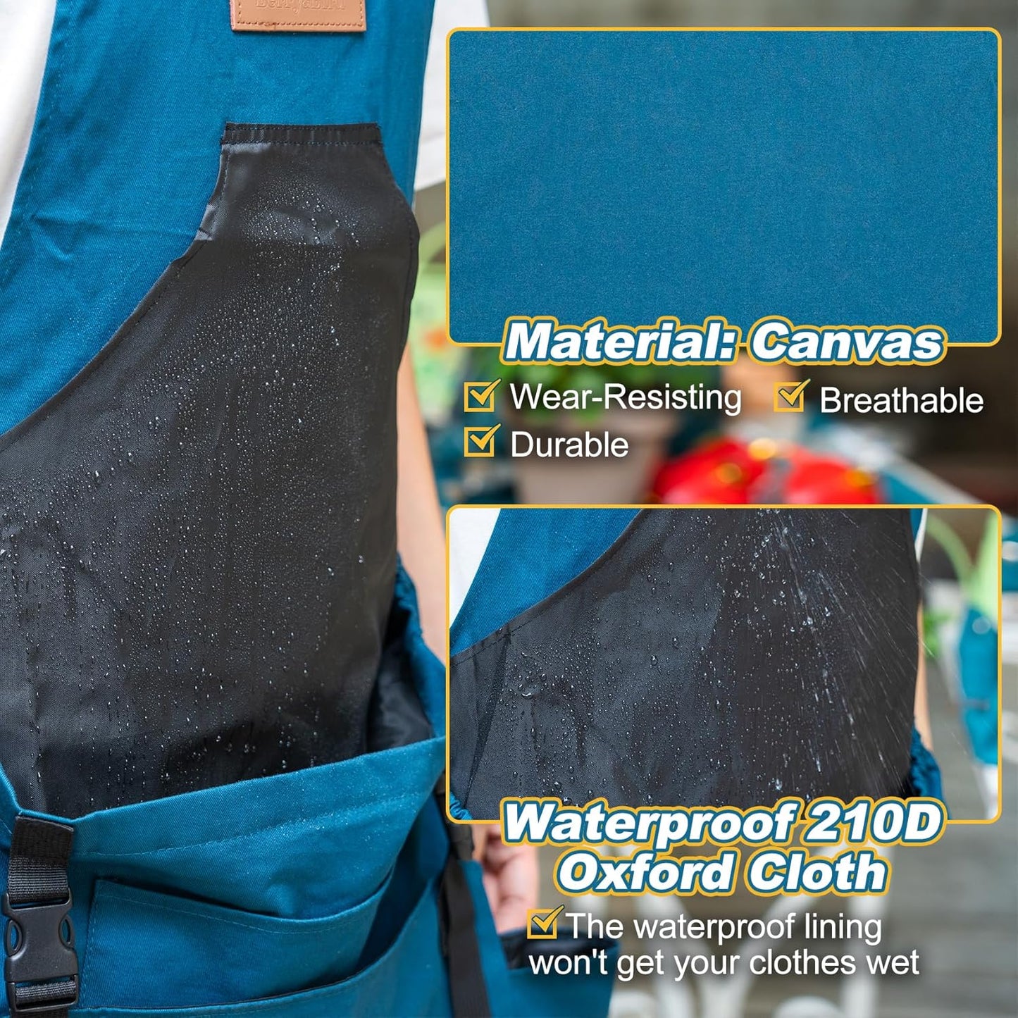 Berry&Bird Harvest Apron, Canvas Gardening Apron with Pockets and Harvesting Pouch Waterproof Harvesting Apron