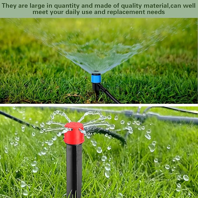 120 Pcs Drip Irrigation Emitters for 1/4'' Drip Irrigation Tubing 60 Irrigation Emitters Sprayer 60 Adjustable 360 Degree Water Flow Drippers for Patio Lawn Garden Watering
